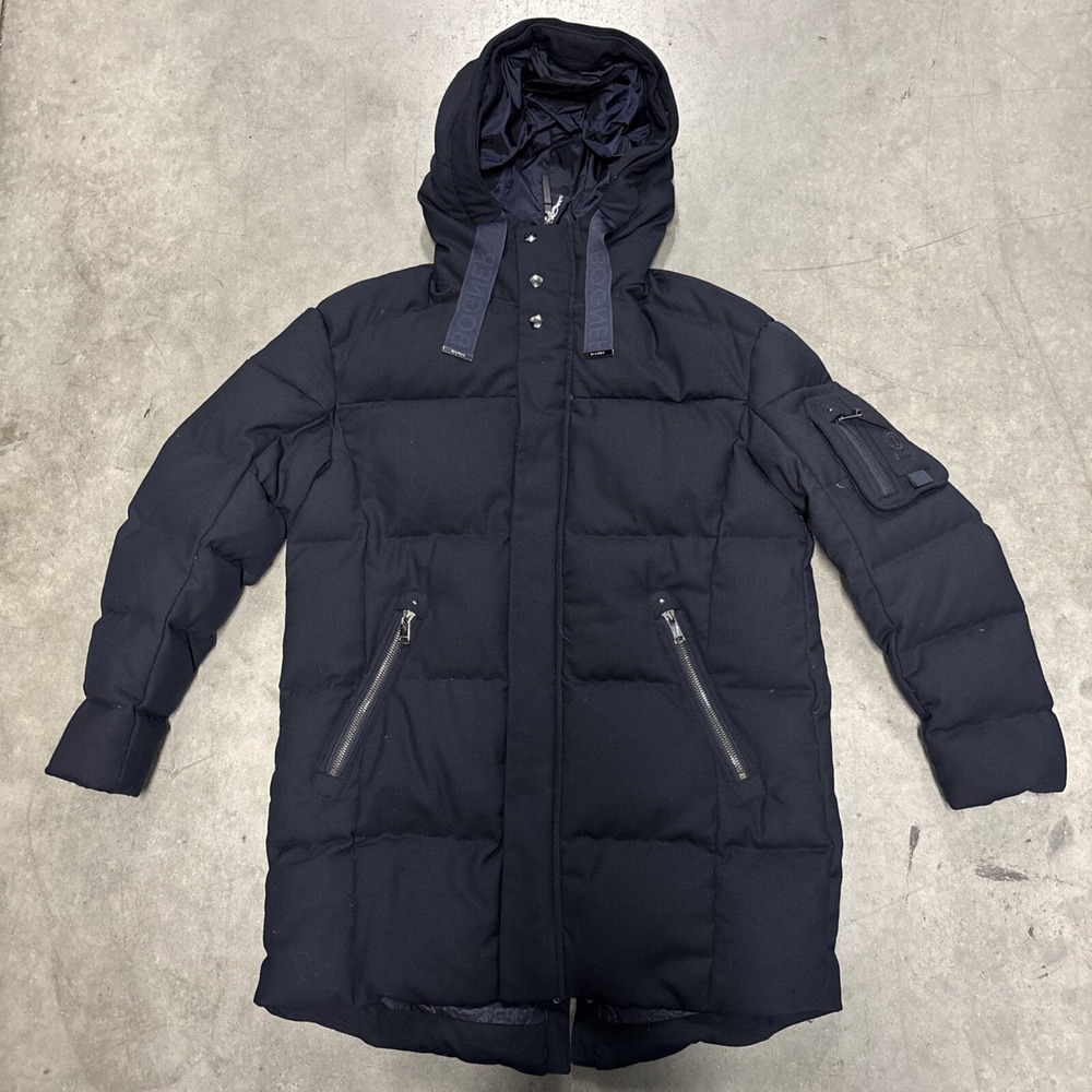 BOGNER Men's Performance Wool Jacket Hooded Navy Size US 38 S/M Puffer Duck Down